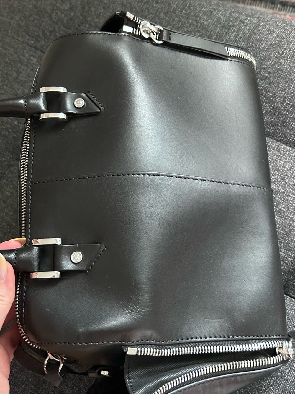 Diesel Black Leather Satchel with Red Grommet Accents in genuine leather - Picture 4 of 14